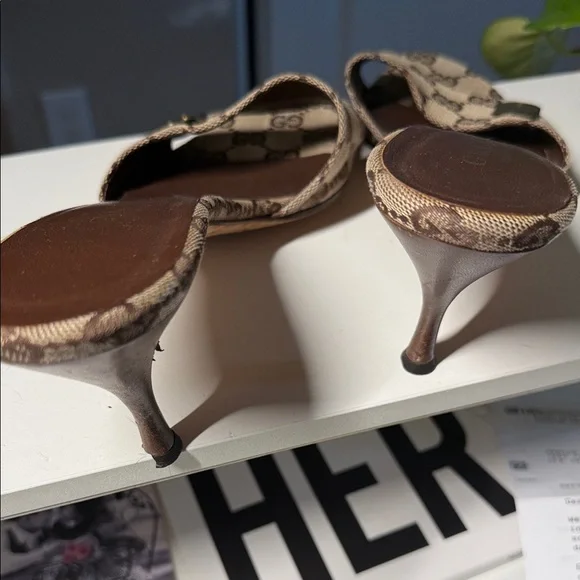 Gucci Women's Brown Monogram Heels - Picture 3 of 3